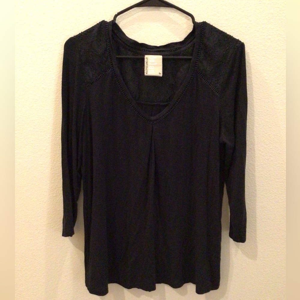 Anthropologie Dolan Left Coast Collection Black 3/4 Sleeve Blouse